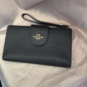 Coach Black Leather Wristlet